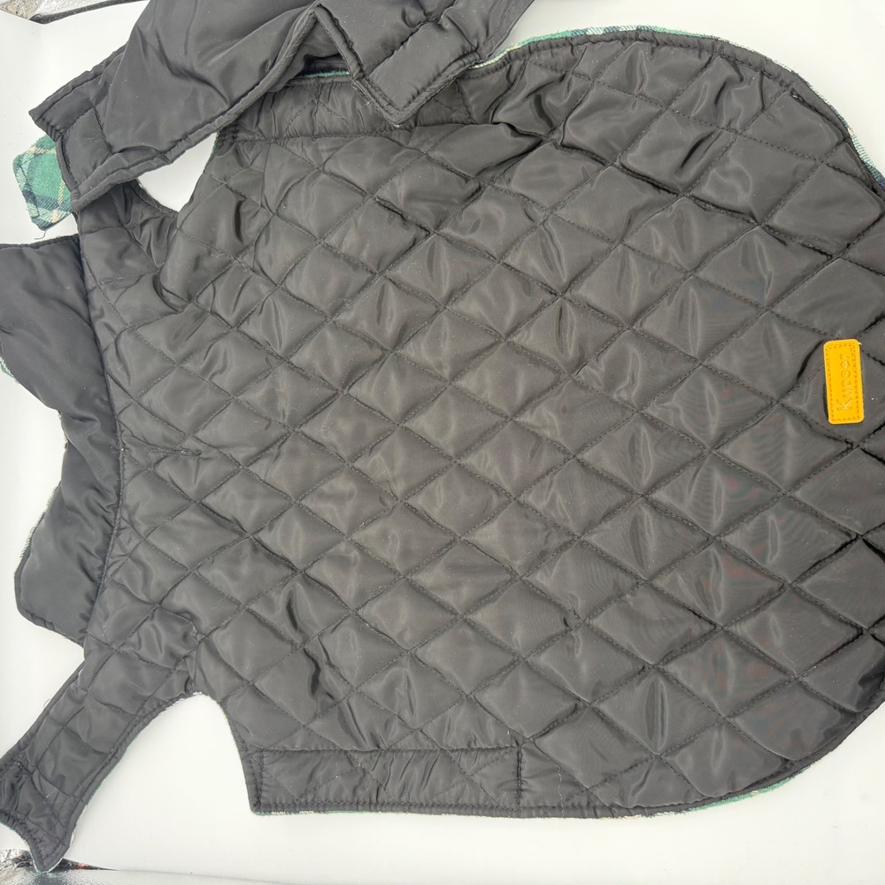 Kuoser Waterproof Dog Coat Reversible Plaid Jacket Green Black XL - Picture 4 of 7